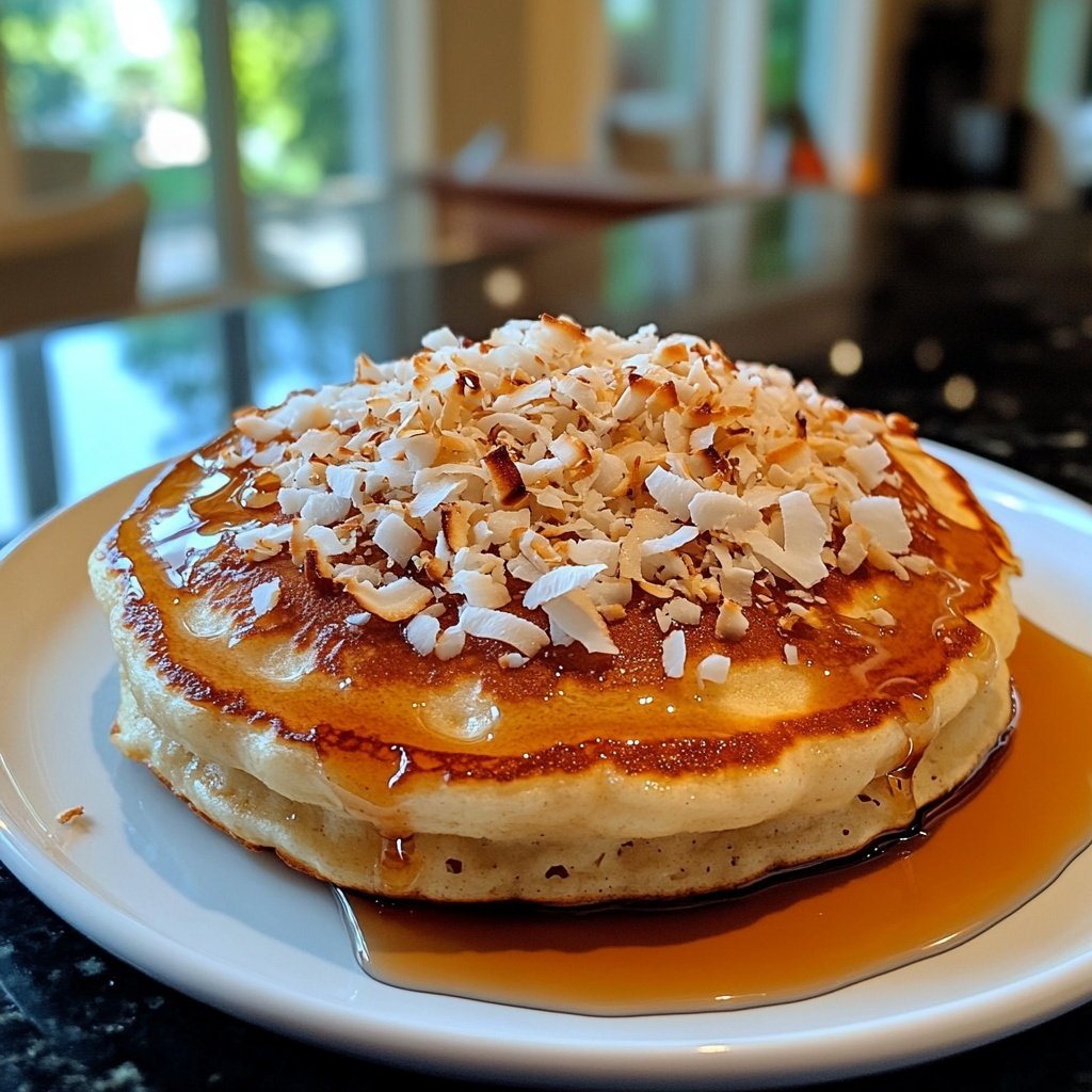 Sweet Coconut Cream Pancakes