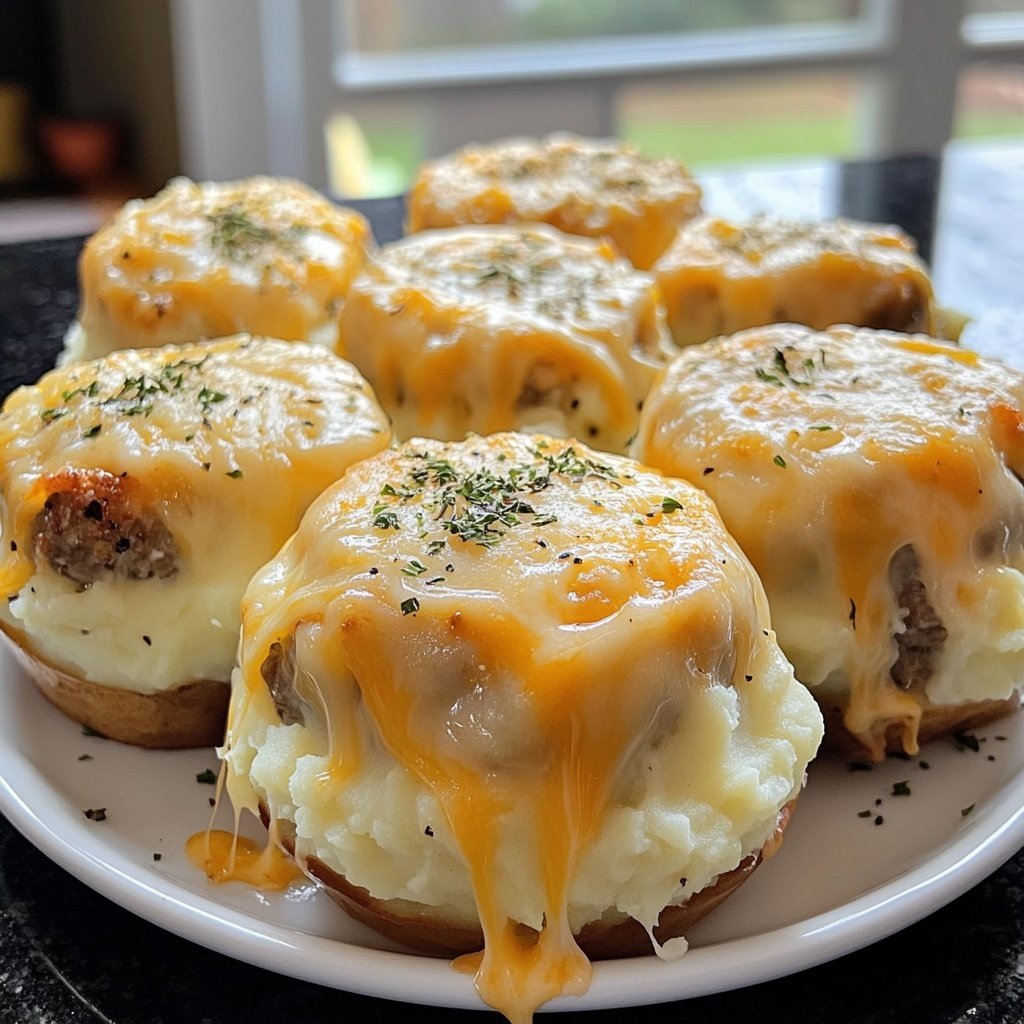 Cheesy Mashed Potato Meatball Puffs