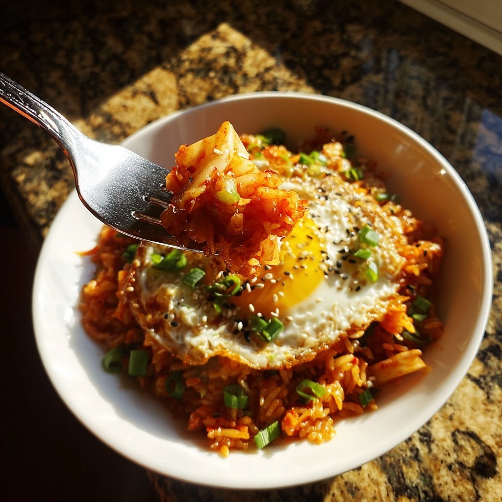 Kimchi Fried Rice with Crispy Egg