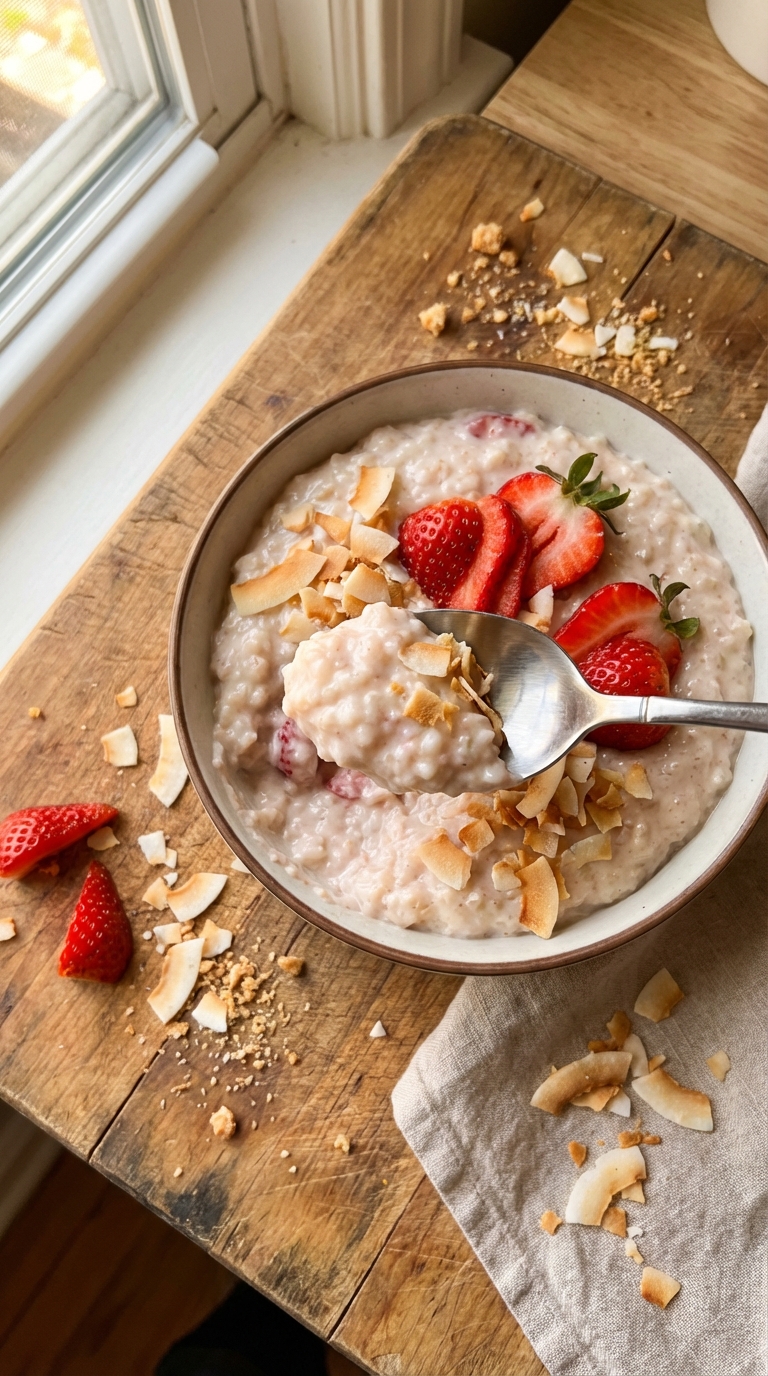 Strawberry Coconut Rice Pudding
