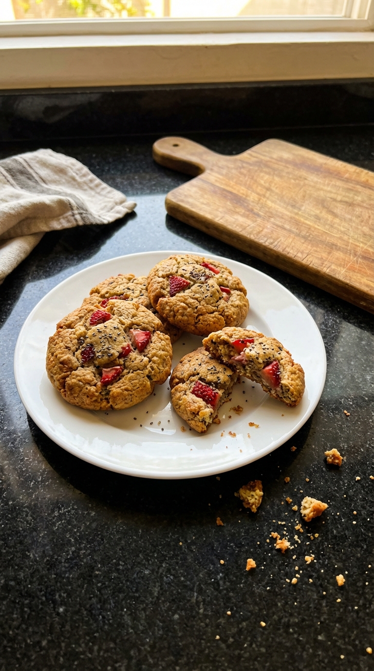 Crispy Strawberry Chia Cookies