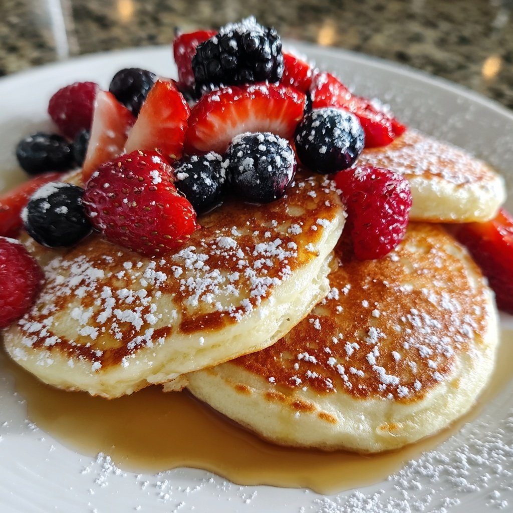 Fluffy Lemon Ricotta Pancakes with Berries​