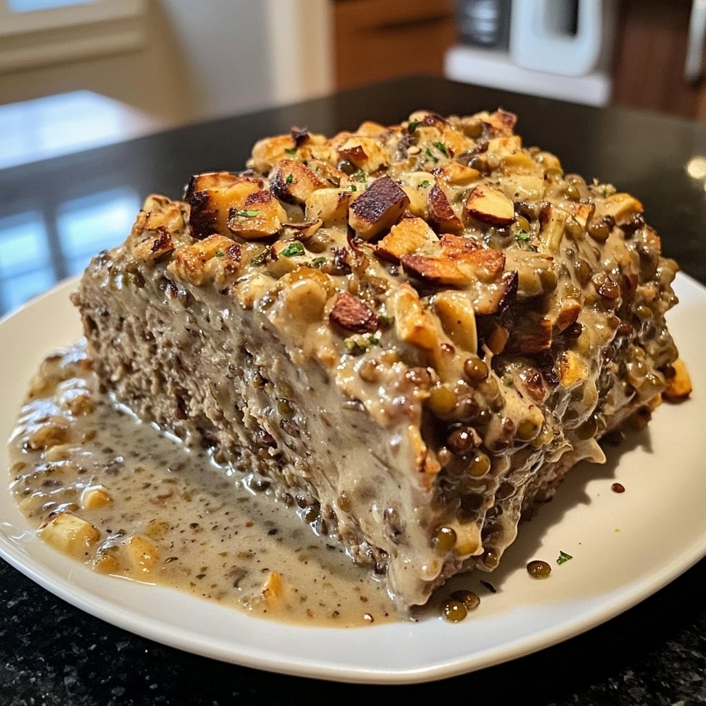 Vegetarian Nut Roast with Mushroom Cream Sauce