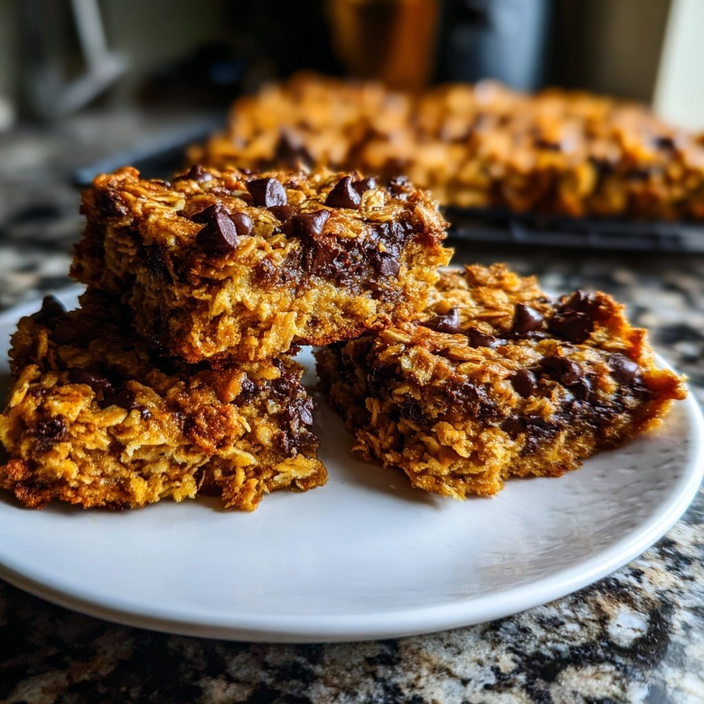 Baked Oatmeal Breakfast Squares with Chocolate Chips​