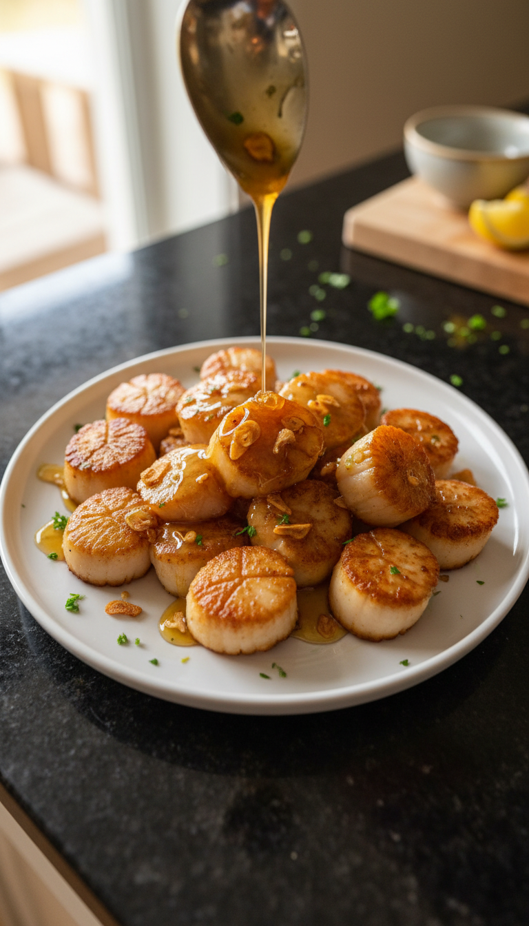 Honey Garlic Seared Scallops